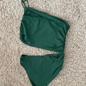 revolve superdown green bodysuit, one shoulder cut out, XS